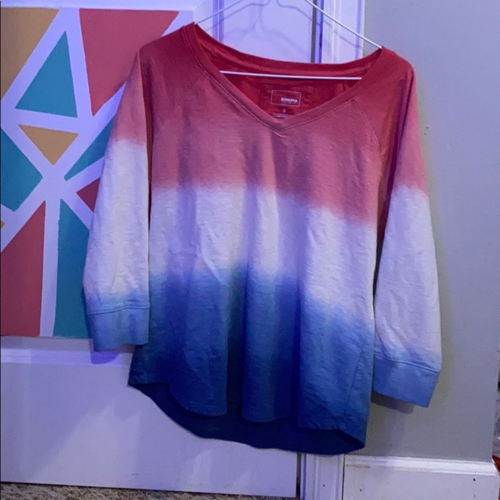 Pink blue and white sweater